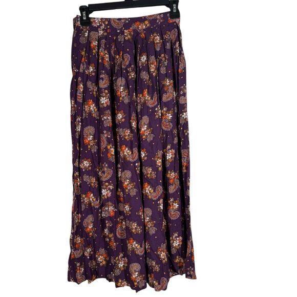 Vtg Herman Geist Purple Paisley Midi Skirt Sz 4 Pleated A-line Cottagecore Boho - Picture 1 of 6